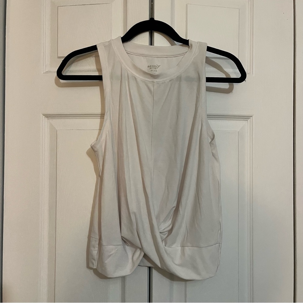 Old Navy White Twist Front Tank Top